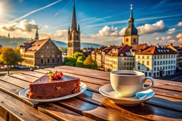 Wall Mural - Zurich Church Swiss Chocolate Cake Pastry Coffee Break