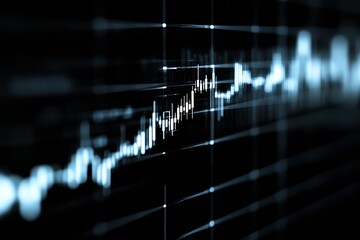 Poster - Futuristic Stock Market Data Chart with Dynamic Digital Interface on Black Background : Generative AI