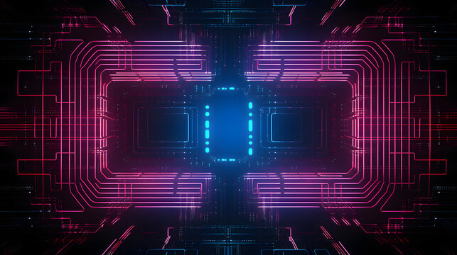 Digital neon lines in a retro-futuristic style graphics poster background