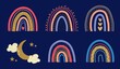 © ninimiou - boho rainbow bundle hand drawn set illustration. decoration prints baby room. cute design pattern digital prints. colorful rainbow illustrations for scrapbook decorations