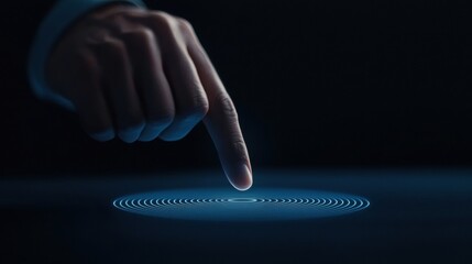 Poster - Hand Touching Virtual Interface with Circular Patterns and Glow Effect