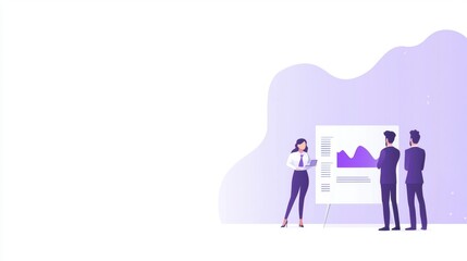 Poster - Business Presentation with Team Analyzing Graph Data and Visual Insights