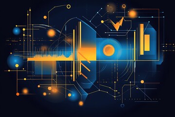 Leinwandbilder - Advanced Digital Waveform and Circuit Design with High-Tech Visuals : Generative AI