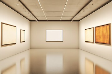 Poster - Contemporary Art Gallery with Minimalist Design and Bright Empty Frame : Generative AI