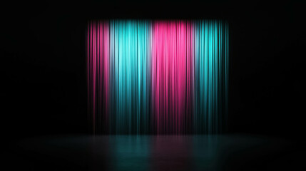 Poster - Thin Glowing Lines Cascading Down Like Delicate Rain in Vibrant Colors