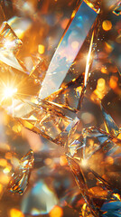 Wall Mural - Sparkling Golden Crystals  Gemstone Texture Background
