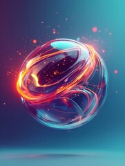 Poster - abstract swirling light orb. ai.