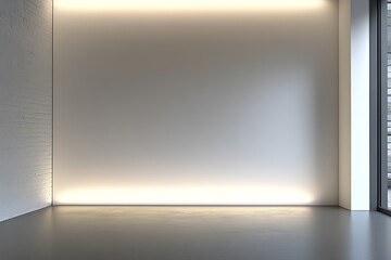 Poster - Minimalist Interior Wall with Soft Ambient Lighting for Contemporary Design : Generative AI