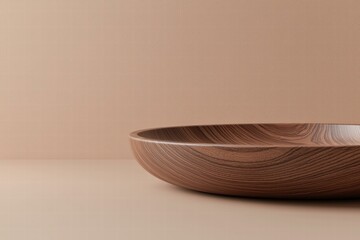 Wall Mural - Wooden bowl on a neutral background. AI.