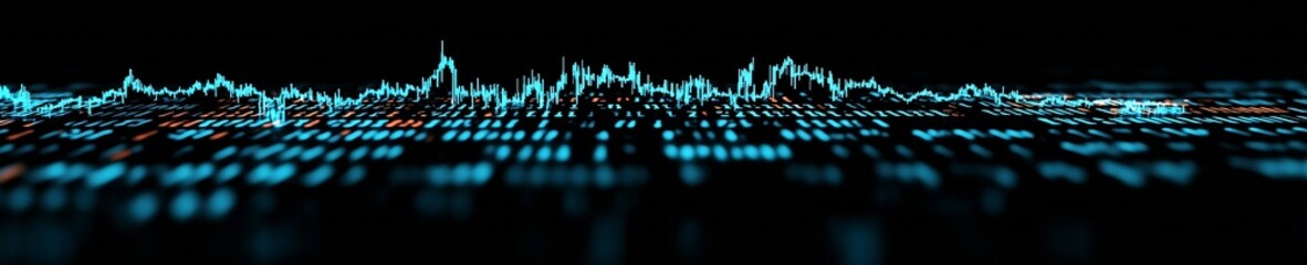 Poster - Dynamic Blue Sound Wave Over Black Background for Audio Technology Concepts : Generative AI