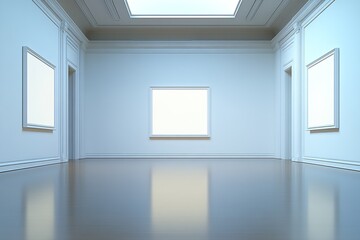 Poster - Open Minimalist Art Gallery Illuminated by Natural Skylight : Generative AI