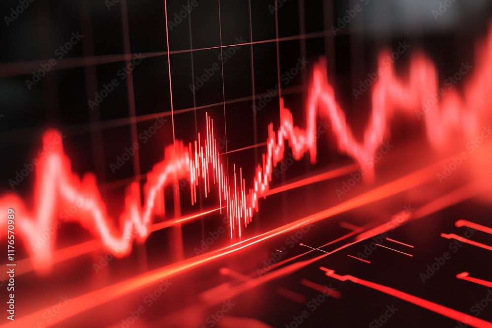 Detailed Red Line Graph Represents Economic Challenges in Financial ...