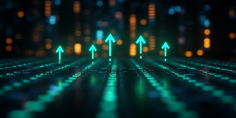 Fototapete - Futuristic Financial Arrows Leading Innovation and Growth in the Digital Market : Generative AI