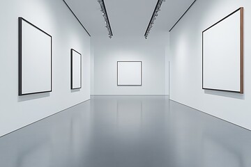 Poster - Contemporary Art Gallery with Large White Canvases and Track Lighting : Generative AI
