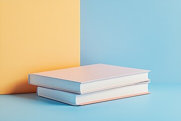Poster - Stack of Stylish Books Against Colorful Background for Modern Decor : Generative AI
