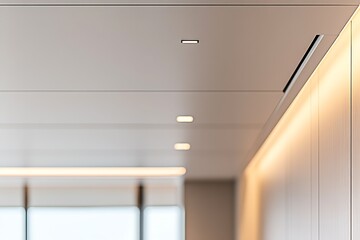 Aufkleber - Modern Office Ceiling with Recessed Lighting and Minimalistic Design : Generative AI