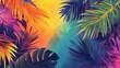 © Olena - The summer background, the colorful tropical leaves, the artistic palm tree wallpaper, the colorful tropical leaves of the season