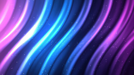 Poster - Gentle Wavy Lines of Glowing Light in Pastel Shades of Blue and Purple