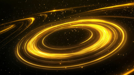 Poster - Radiant Layered Yellow Rings with Glowing Light Radiating in a Dark Space