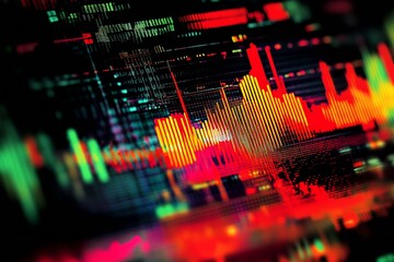 Poster - Vibrant Digital Sound Wave Visualization in Abstract Colorful Display : Generative AI