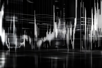 Poster - Digital Illustration of Financial Data and Stock Market Trends in Black and White : Generative AI
