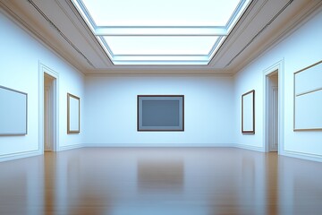 Poster - Elegant Art Gallery with Illuminated Walls and Artworks on Display : Generative AI