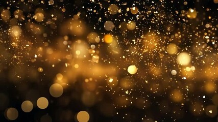 Leinwandbilder - golden dust and sparkle: abstract image of shimmering golden particles and bokeh lights on a black b