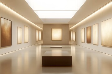 Poster - Abstract art display in modern gallery with ambient lighting and smooth finish : Generative AI