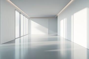  Elegant Minimalist Room with Expansive Windows and Beautiful Light Play : Generative AI