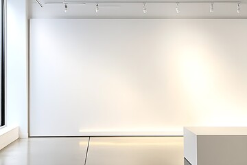 Poster - Elegant Minimalistic Art Gallery Display with Soft Lighting and Spacious Interiors : Generative AI