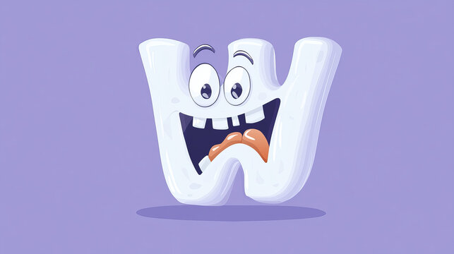 Halloween ghost font, letter W funny boo monster for scary typeface, vector spooky alphabet. Cartoon ghost in shape of letter W for Halloween holiday font or kids spooky type with funny boo characters