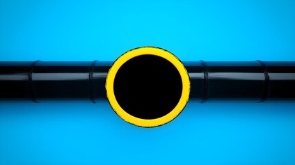 Poster - Dynamic circular tube flowing against bright blue background graphic design abstract concept