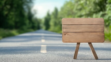 Empty wooden sign on the road, ideal for adding text with copy space image