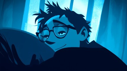 Poster - Animated character expressing emotion in a dreamlike forest digital art surreal environment close-up view