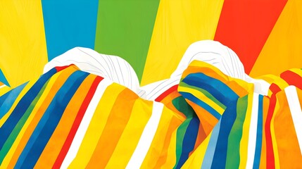 Poster - Vibrant colorful stripes abstract art digital illustration creative environment close-up viewpoint