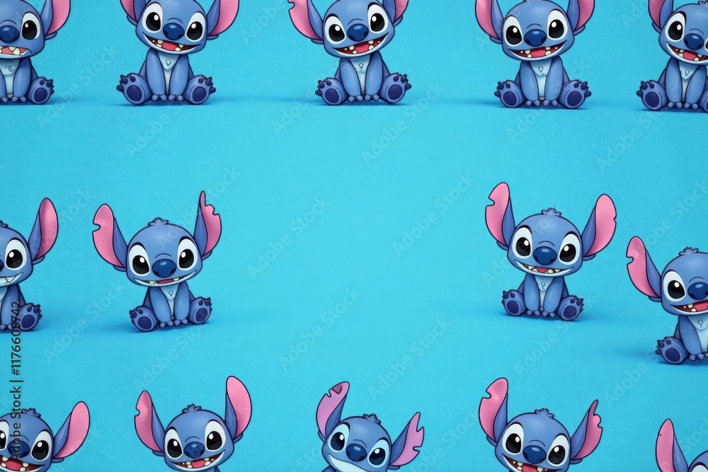 Stitch Color Background Cute cartoon stitch pattern on blue background, colorful, background ...