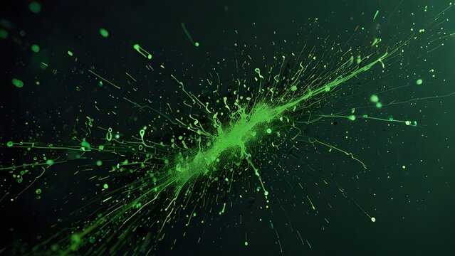 Toxic green background with chaotic flying particles Generative AI