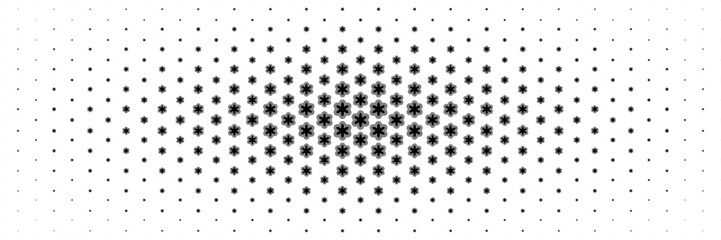 Poster - horizontal halftone of black flower spread from center for pattern and background.