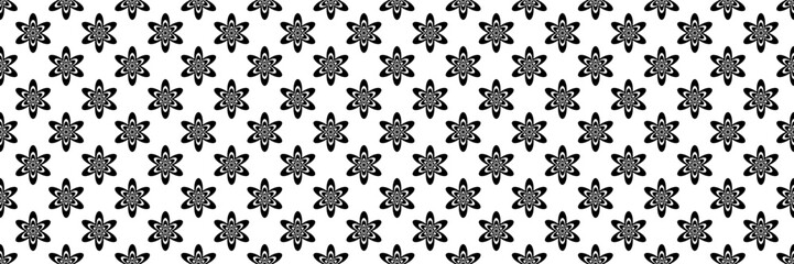Poster - horizontal seamless of black flower design for pattern and background.