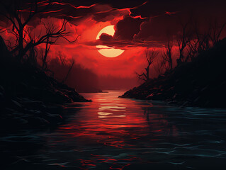 Wall Mural - Awesome Amazing abstract night natural woodland made using