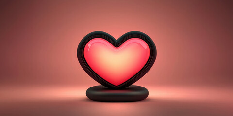 Poster - glowing neon heart symbolizing love and affection in warm setting