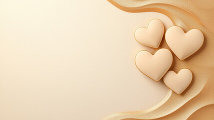 Poster - Minimal hearts in soft tones create serene and elegant composition