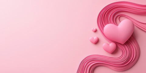 Poster - Minimalist heart elements in pink tones create soft, romantic vibe