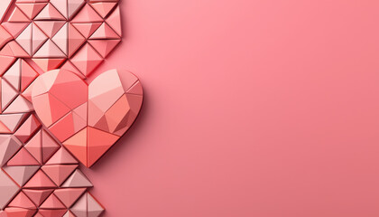 Poster - Geometric heart pattern in pink tones, perfect for modern designs