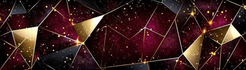 Poster - Abstract Geometric Background with Shimmering Stars and Golden Accents Ideal for Modern Design and Luxurious Themes in Visual Art and Decoration