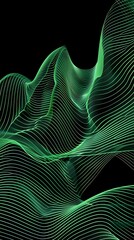 Wall Mural - Digital technology green and black flowing lines poster background