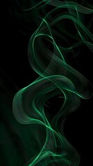 Fototapete - Digital technology green and black flowing lines poster background