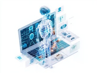 Poster - Innovative ai healthcare program enhancing telehealth services in modern medicine digital environment futuristic viewpoint patient-centric concept