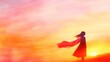 © t.sableaux - A woman silhouetted by a warm sunset, her flowing scarf symbolizes empowerment and unity for women's rights