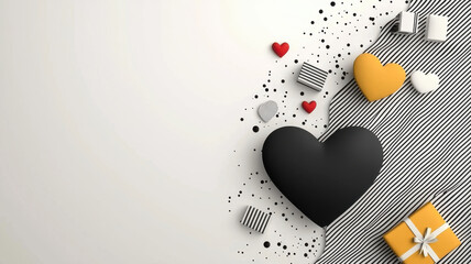 Poster - Minimalist heart composition in soft pastel colors and geometric shapes